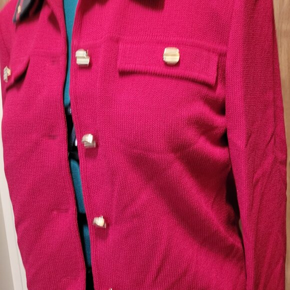 St. John By Marie Gray Collection Santana Knit Deep Red Size 6 - Picture 5 of 6